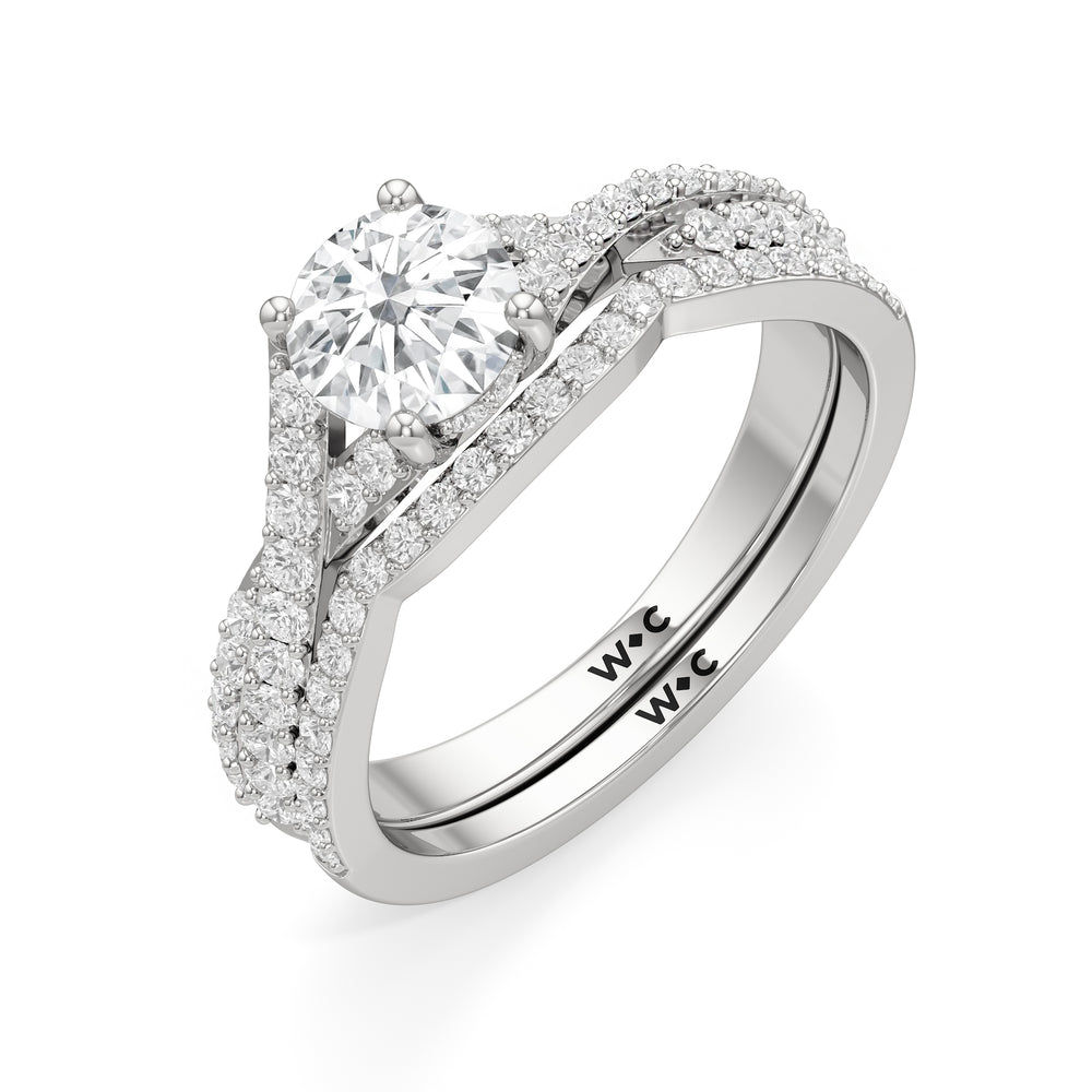 The Claire Diamond Wedding Band with Platinum Cut Diamond in 14KT Platinum view 4
