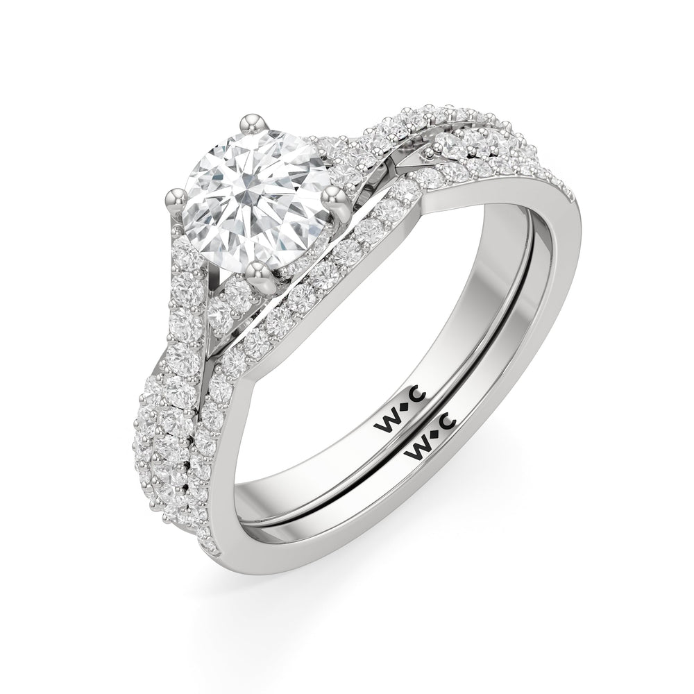 The Claire Diamond Wedding Band with Platinum Cut Diamond in 14KT Platinum view 4
