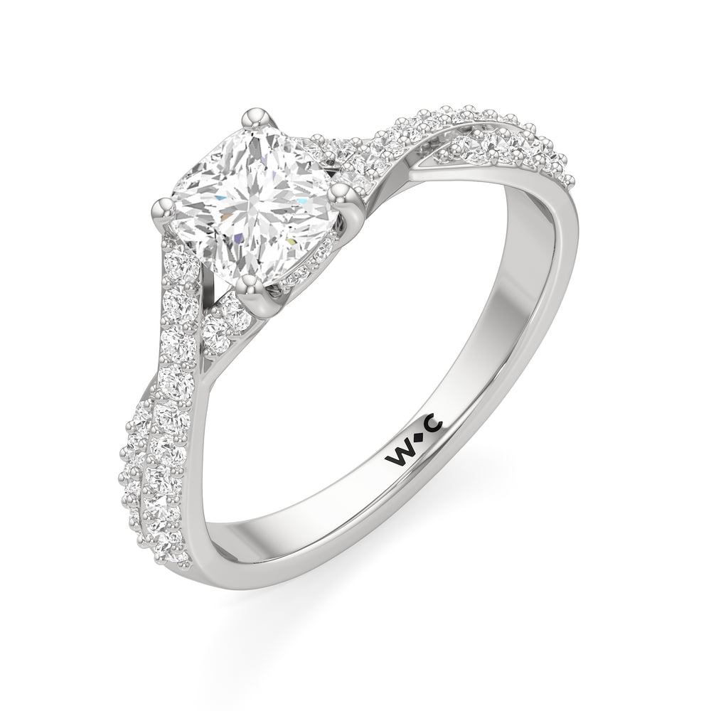 The Claire Engagement Ring with Cushion Cut Diamond in 14KT Platinum view 3
