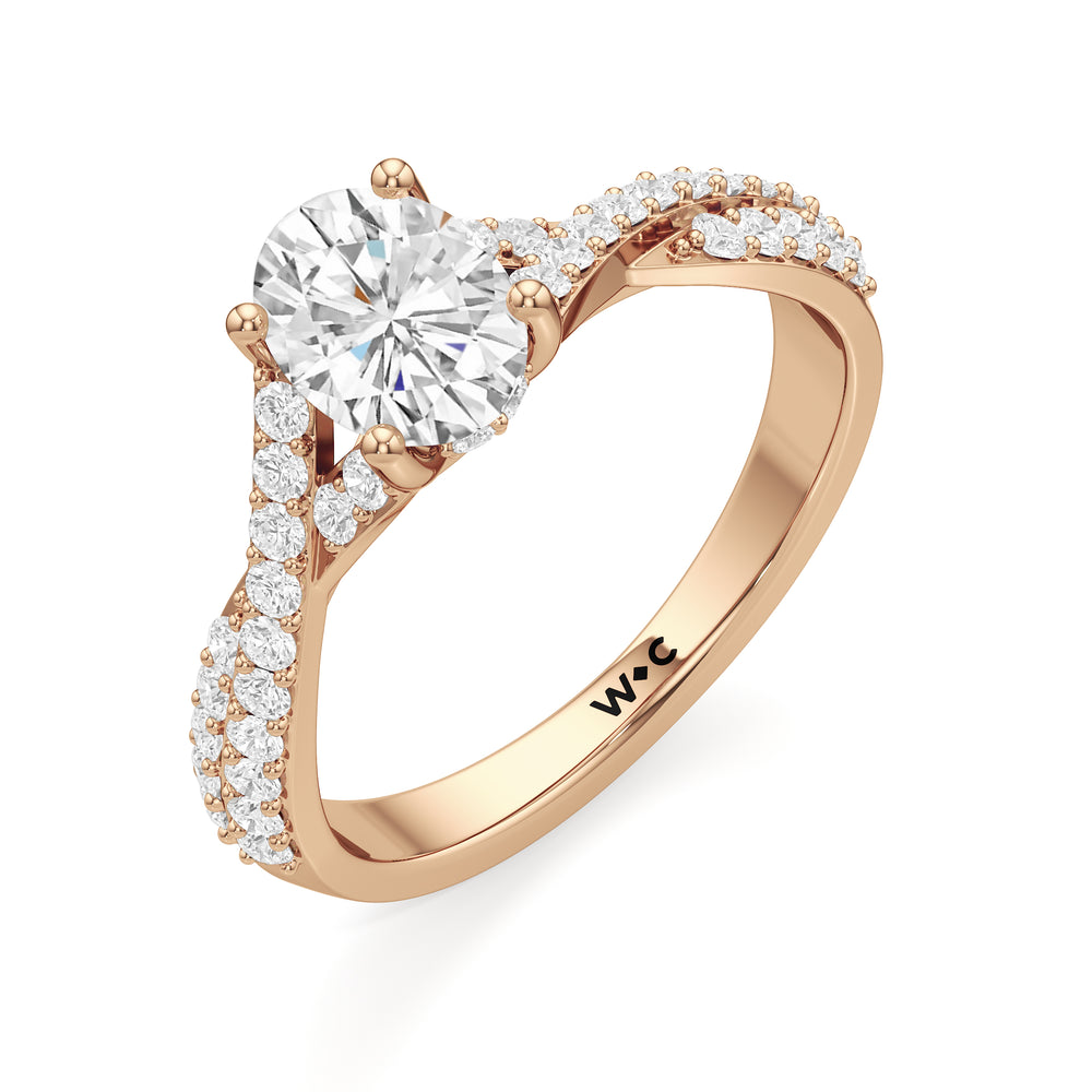 The Claire Engagement Ring with Oval Cut Diamond in 14KT Rose Gold view 3
