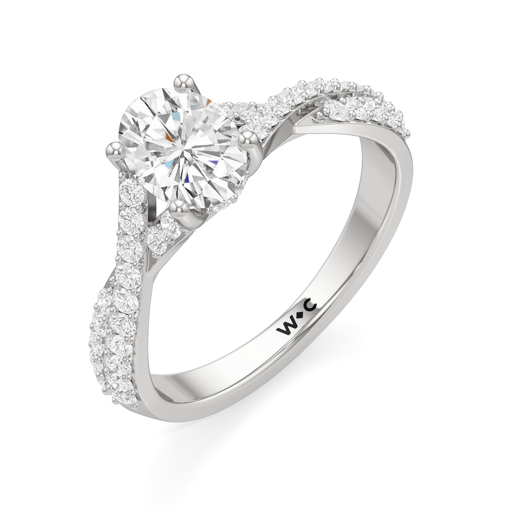 The Claire Engagement Ring with Oval Cut Diamond in 14KT Platinum view 3
