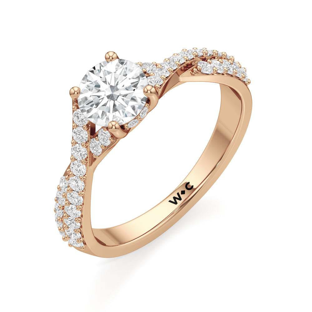 The Claire Engagement Ring with Round Cut Diamond in 14KT Rose Gold view 3
