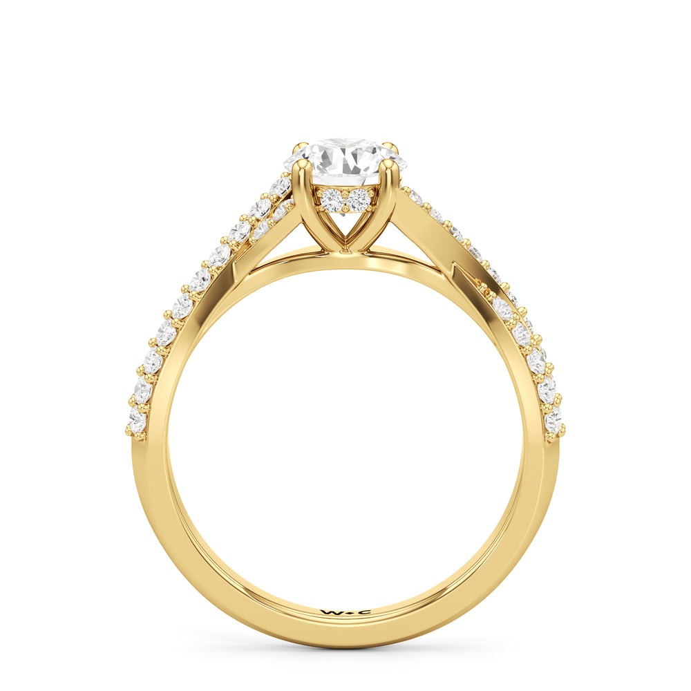 The Claire Engagement Ring with Round Cut Diamond in 14KT Yellow Gold view 2
