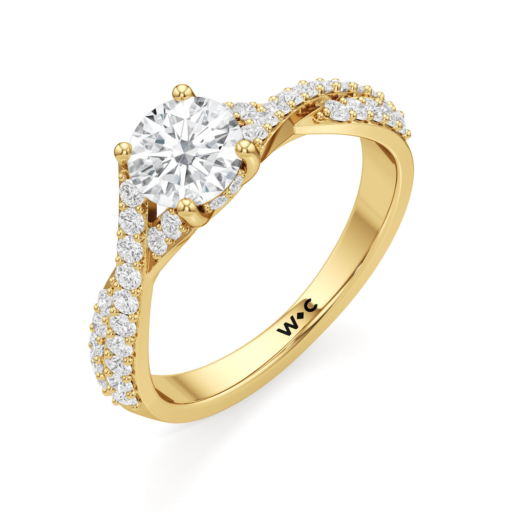 The Claire Engagement Ring with Round Cut Diamond in 14KT Yellow Gold view 3
