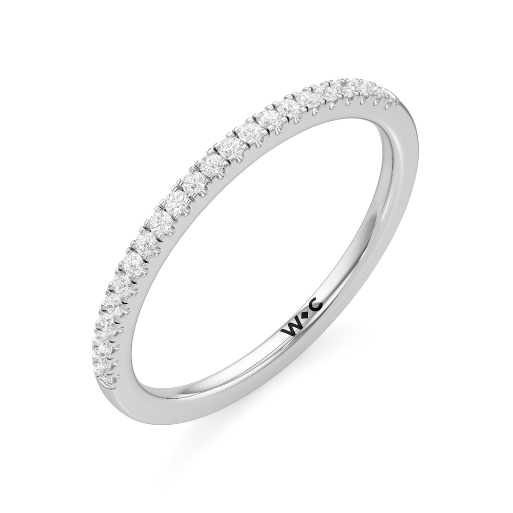 The Emerson Diamond Wedding Band with Platinum Cut Diamond in 14KT Platinum view 3
