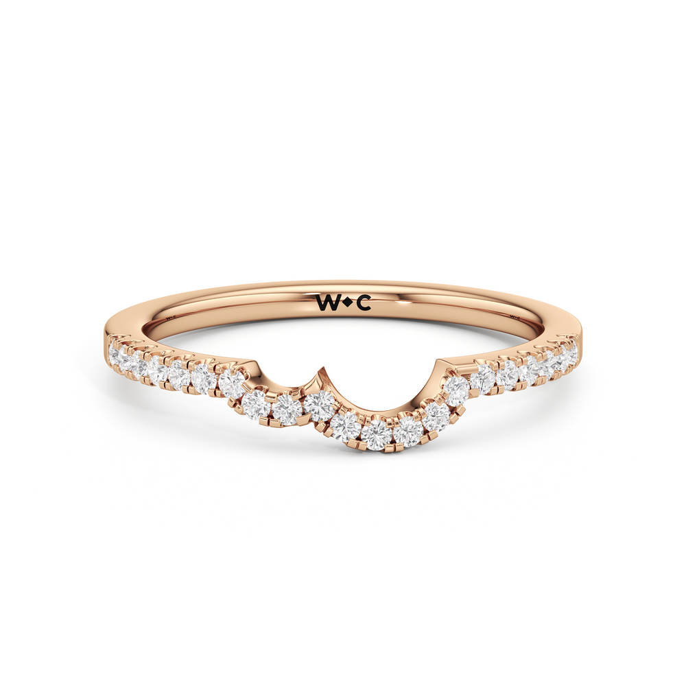 The Wren Diamond Wedding Band with 18KT Rose Gold Cut Diamond in 14KT Rose Gold view 1
