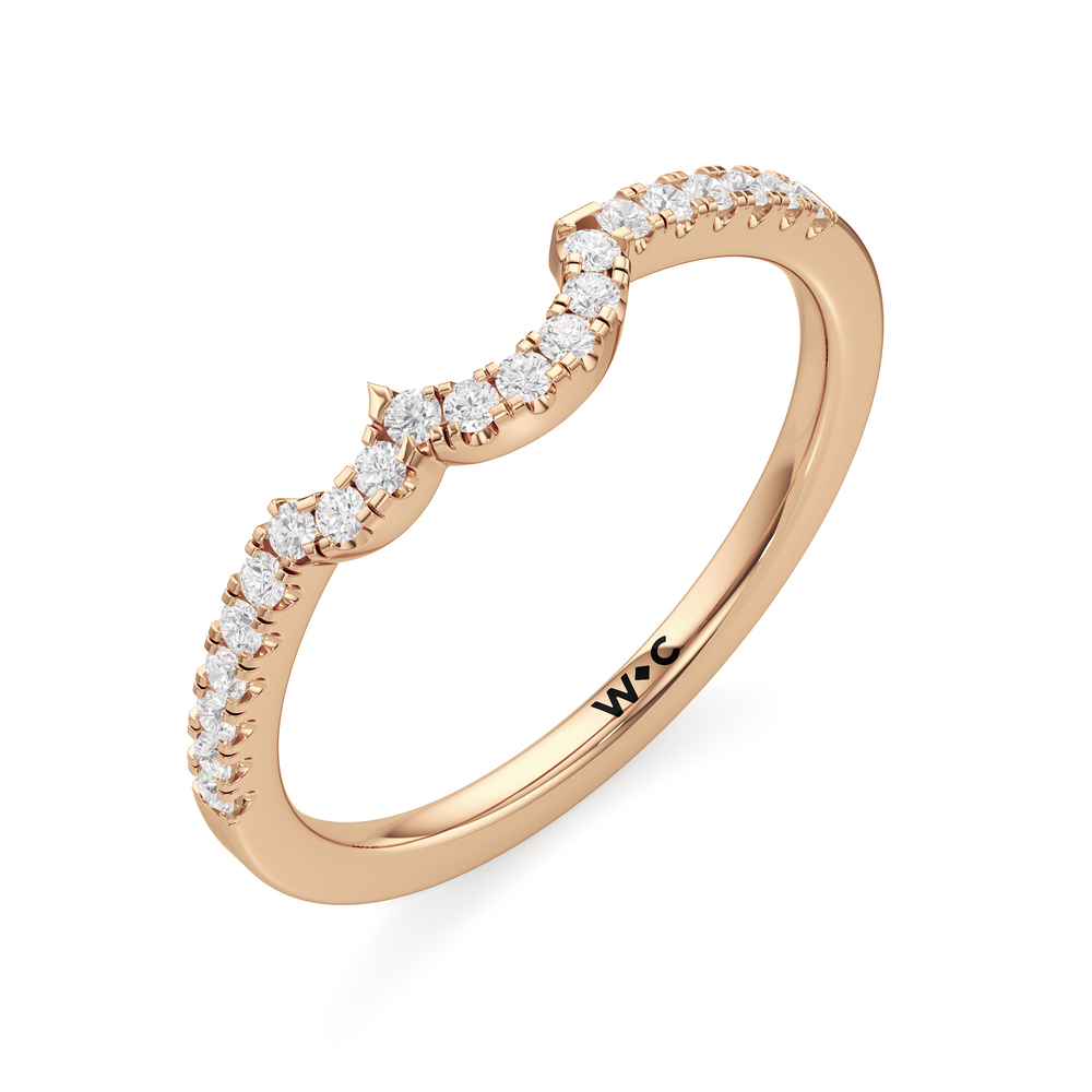 The Wren Diamond Wedding Band with 18KT Rose Gold Cut Diamond in 14KT Rose Gold view 3
