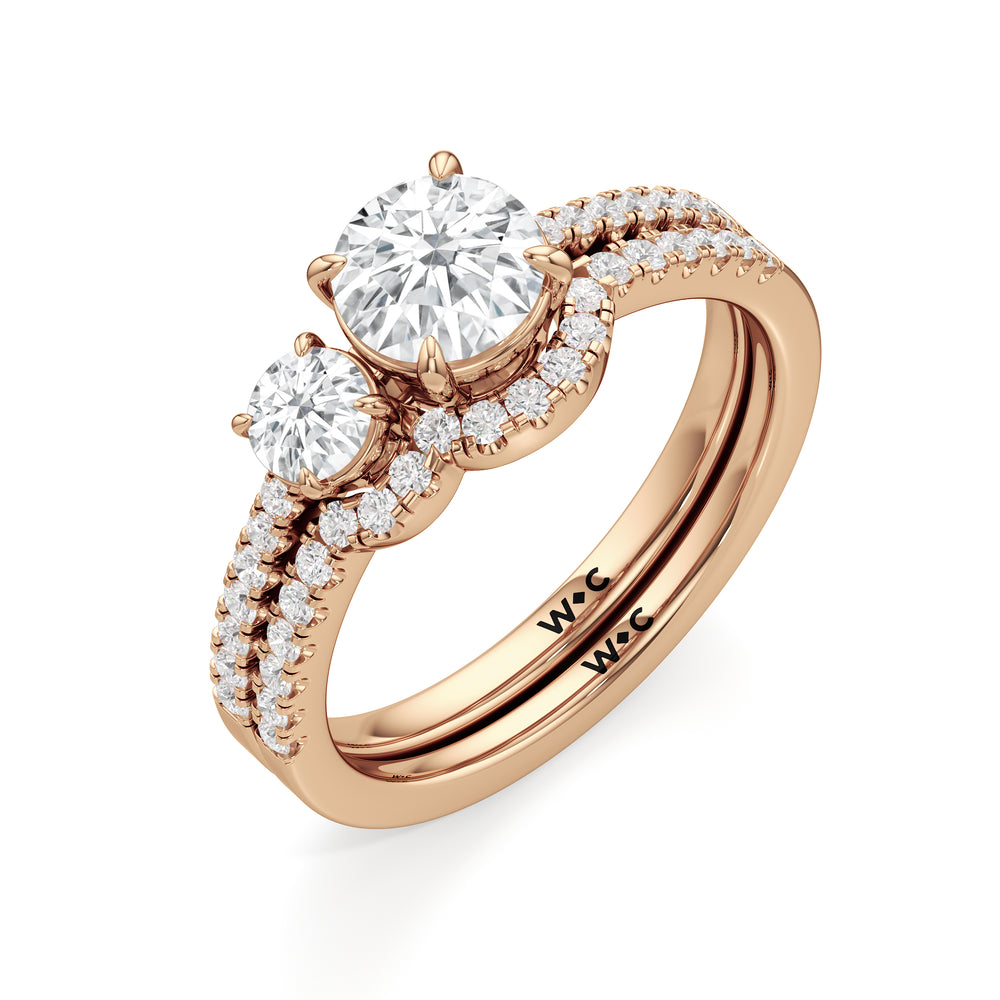 The Wren Diamond Wedding Band with 18KT Rose Gold Cut Diamond in 14KT Rose Gold view 4
