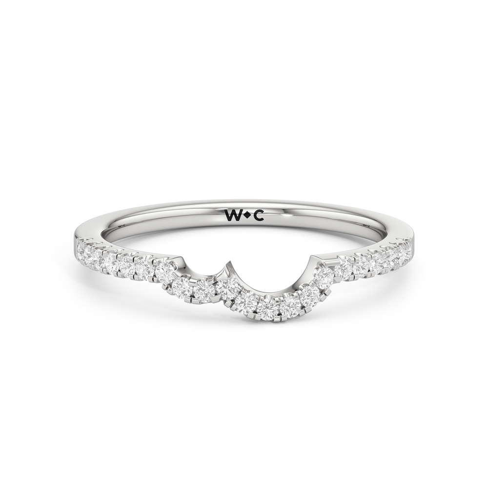 The Wren Diamond Wedding Band with Platinum Cut Diamond in 14KT Platinum view 1
