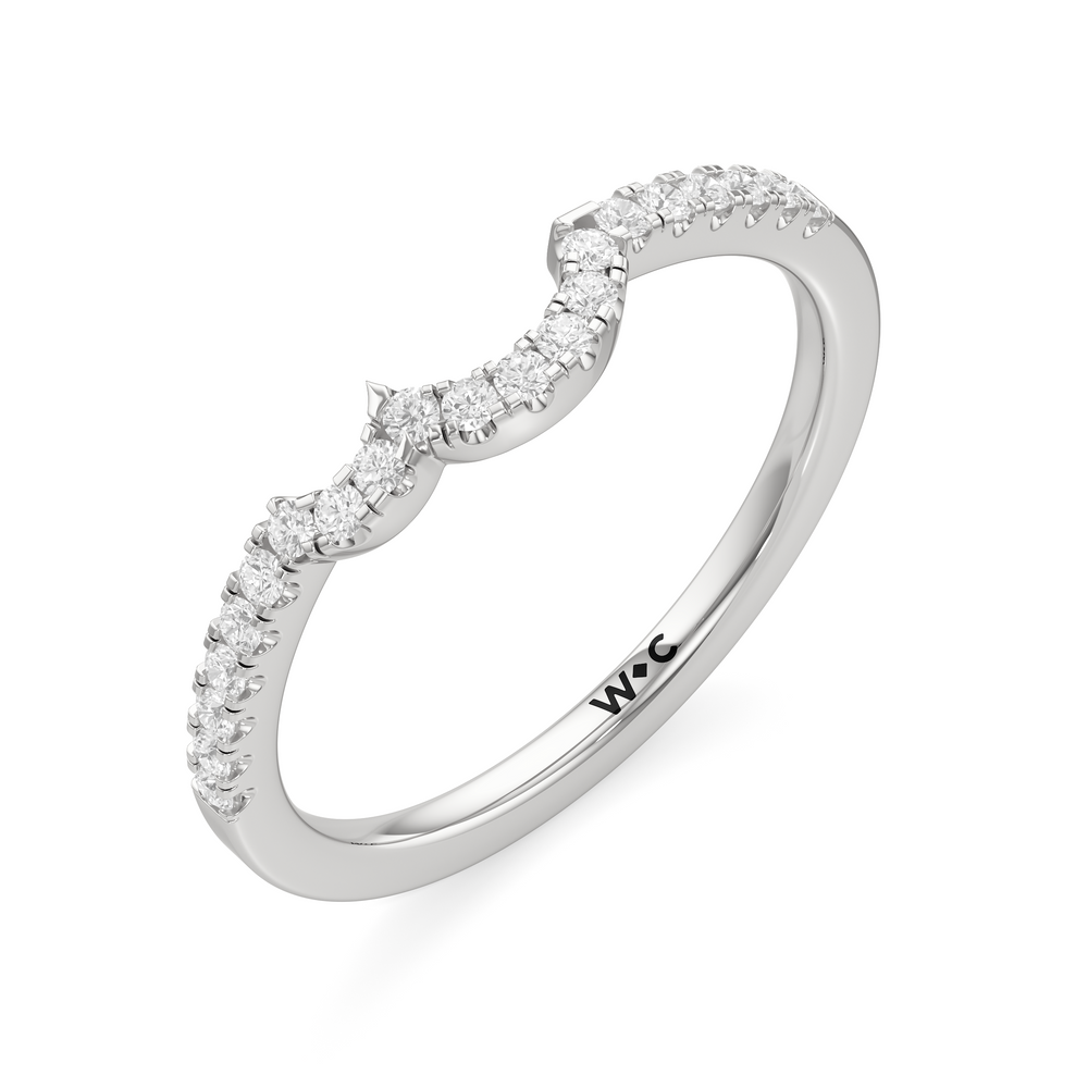 The Wren Diamond Wedding Band with Platinum Cut Diamond in 14KT Platinum view 3
