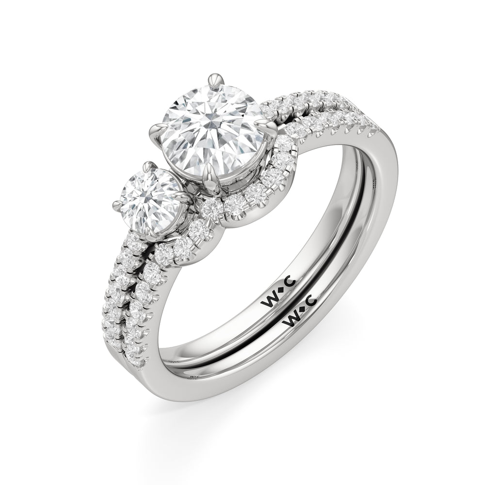 The Wren Diamond Wedding Band with Platinum Cut Diamond in 14KT Platinum view 4
