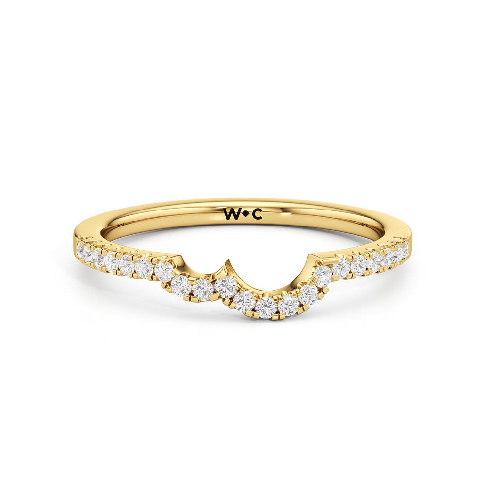 The Wren Diamond Wedding Band with 18KT Yellow Gold Cut Diamond in 14KT Yellow Gold view 1
