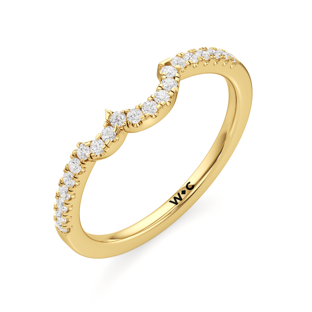 The Wren Diamond Wedding Band with 18KT Yellow Gold Cut Diamond in 14KT Yellow Gold view 3
