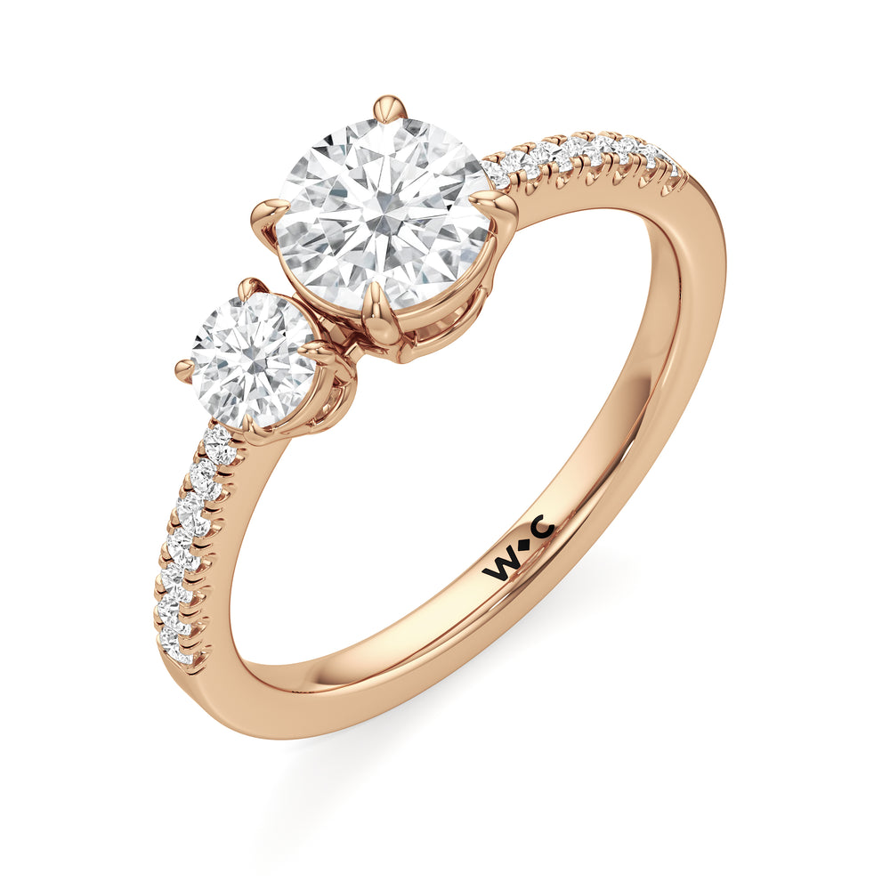 Round Cut The Wren Engagement Ring with Lab Grown Diamond in 14KT Rose Gold view 3
