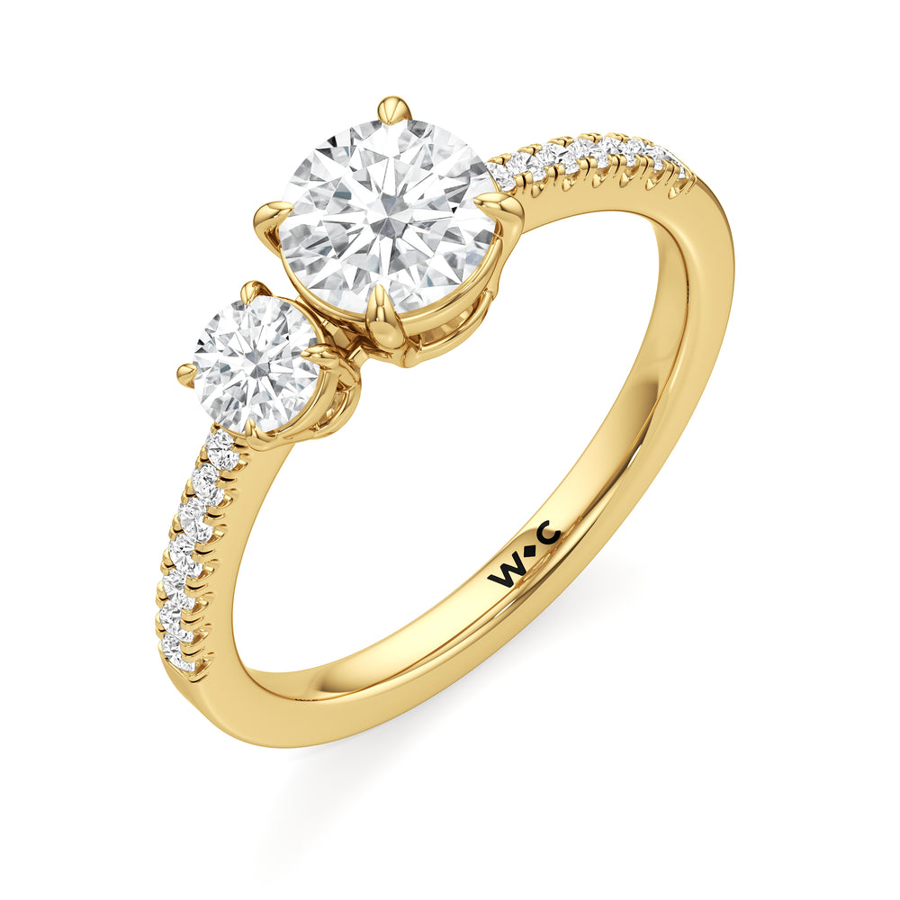 Round Cut The Wren Engagement Ring with Lab Grown Diamond in 14KT Yellow Gold view 3
