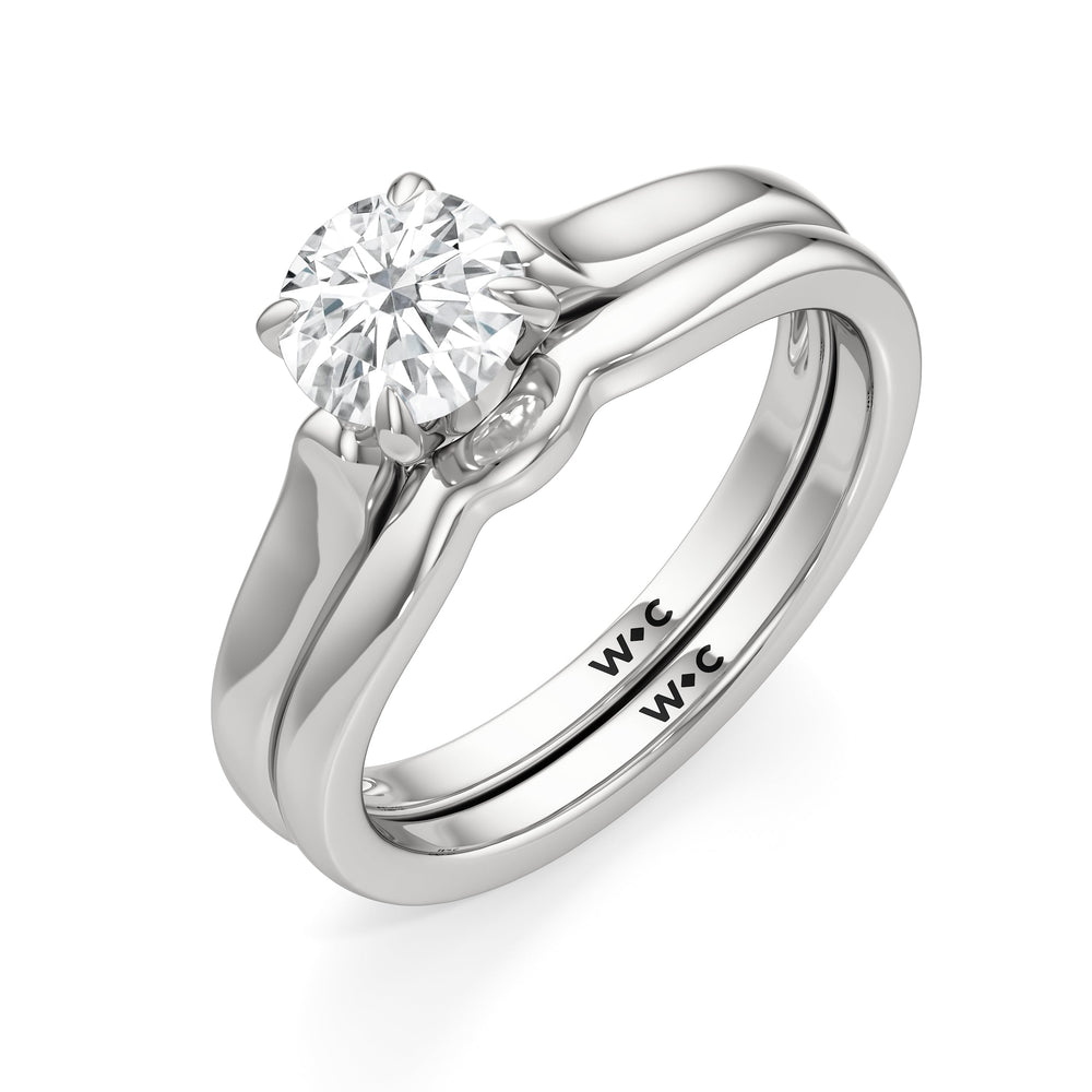 The Ruth Wedding Band with Platinum Cut Diamond in 14KT Platinum view 4
