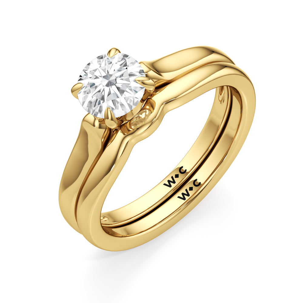 The Ruth Wedding Band with 18KT Yellow Gold Cut Diamond in 14KT Yellow Gold view 4
