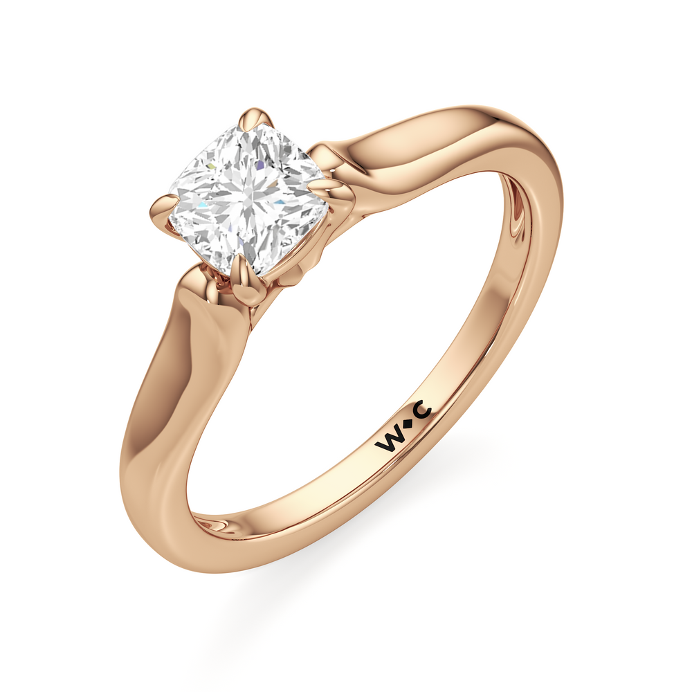 The Ruth Engagement Ring with Cushion Cut Diamond in 14KT Rose Gold view 3
