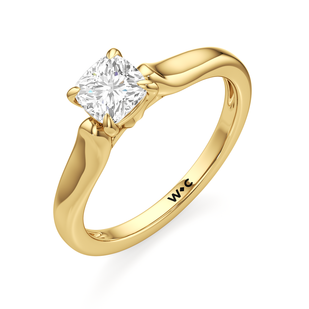 The Ruth Engagement Ring with Cushion Cut Diamond in 14KT Yellow Gold view 3

