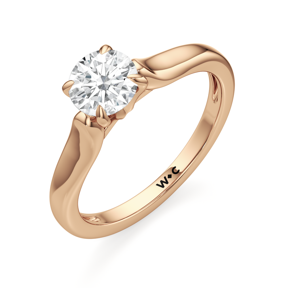 The Ruth Engagement Ring with Round Cut Diamond in 14KT Rose Gold view 3

