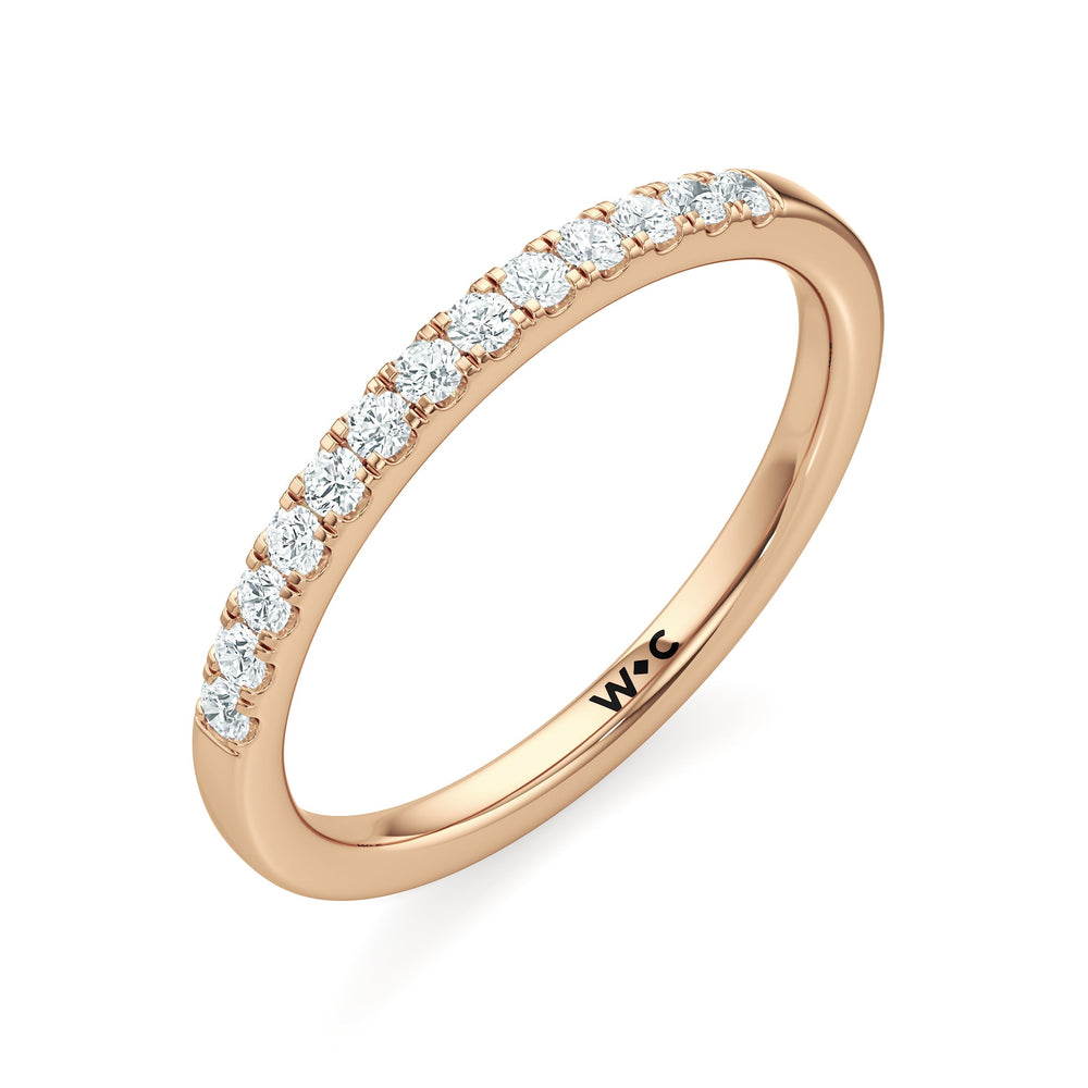 The Ella Diamond Wedding Band with 18KT Rose Gold Cut Diamond in 14KT Rose Gold view 3

