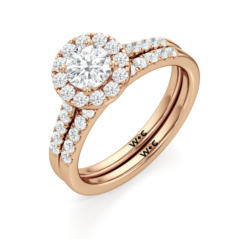 The Ella Diamond Wedding Band with 18KT Rose Gold Cut Diamond in 14KT Rose Gold view 4
