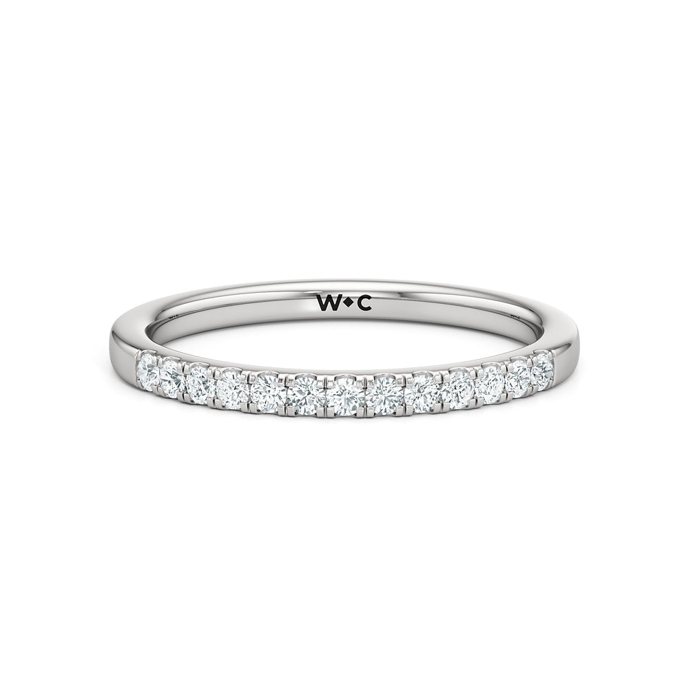 The Ella Diamond Wedding Band with Platinum Cut Diamond in 14KT Platinum view 1
