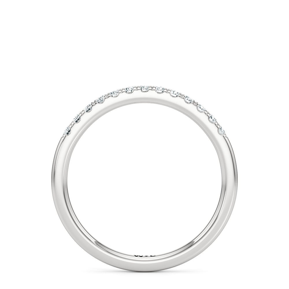 The Ella Diamond Wedding Band with Platinum Cut Diamond in 14KT Platinum view 2
