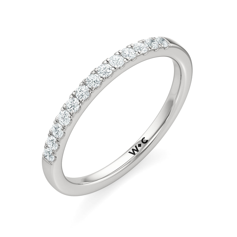The Ella Diamond Wedding Band with Platinum Cut Diamond in 14KT Platinum view 3
