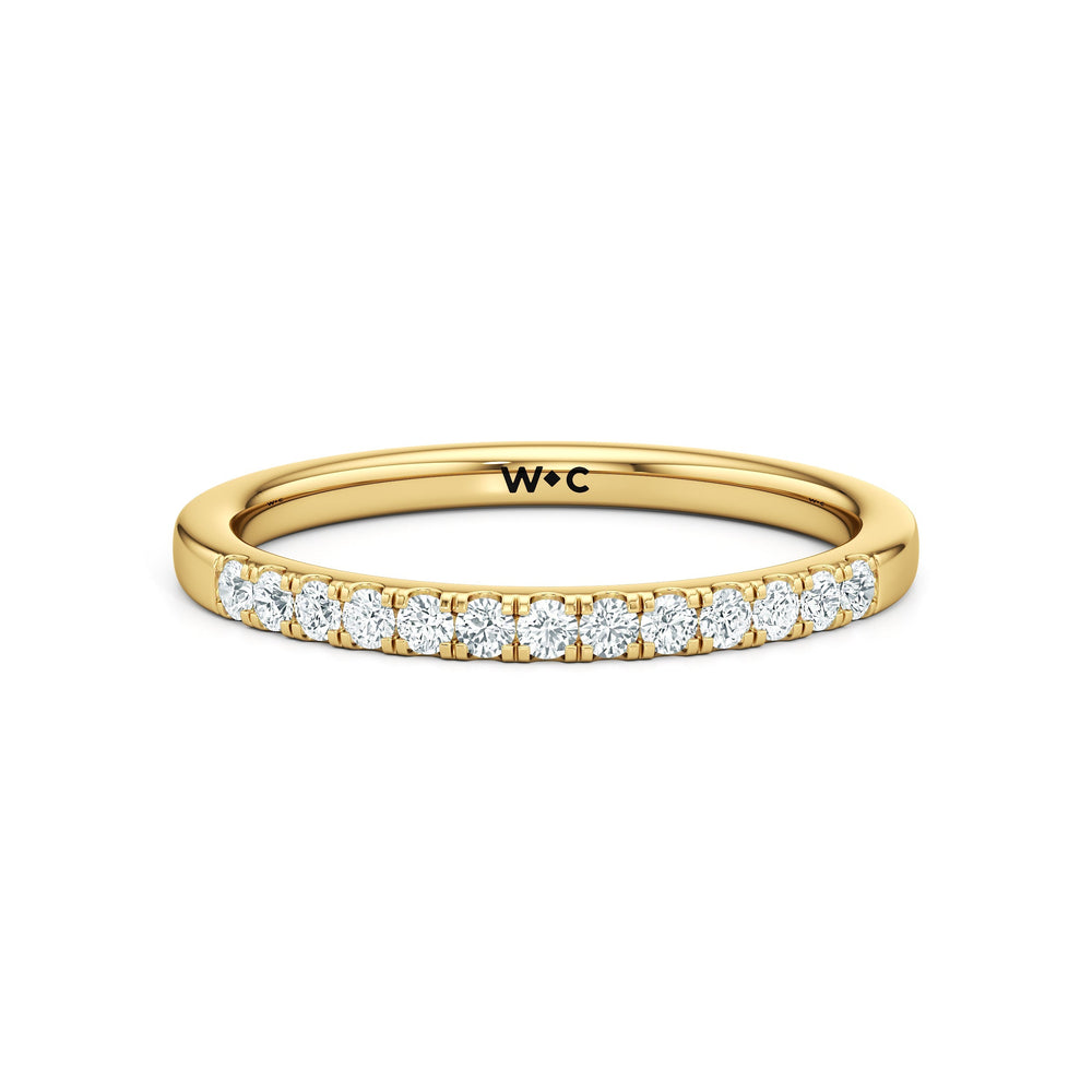 The Ella Diamond Wedding Band with 18KT Yellow Gold Cut Diamond in 14KT Yellow Gold view 1
