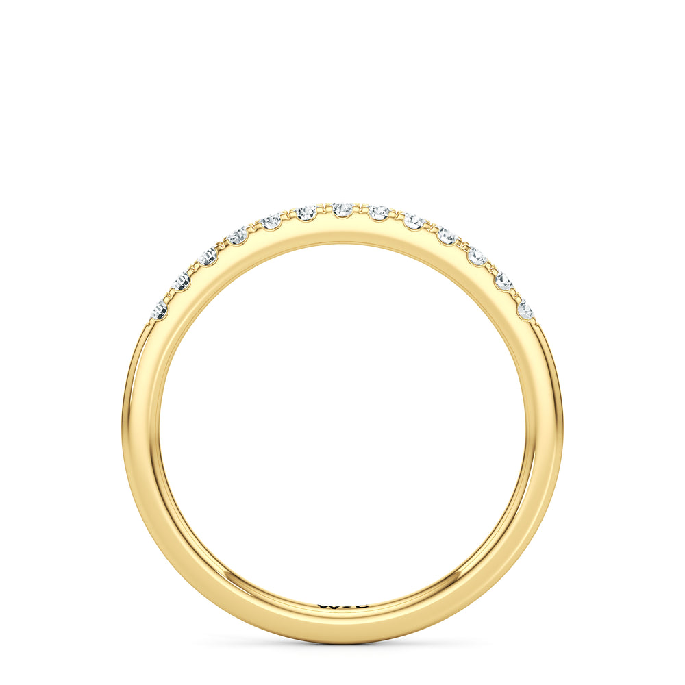 The Ella Diamond Wedding Band with 18KT Yellow Gold Cut Diamond in 14KT Yellow Gold view 2
