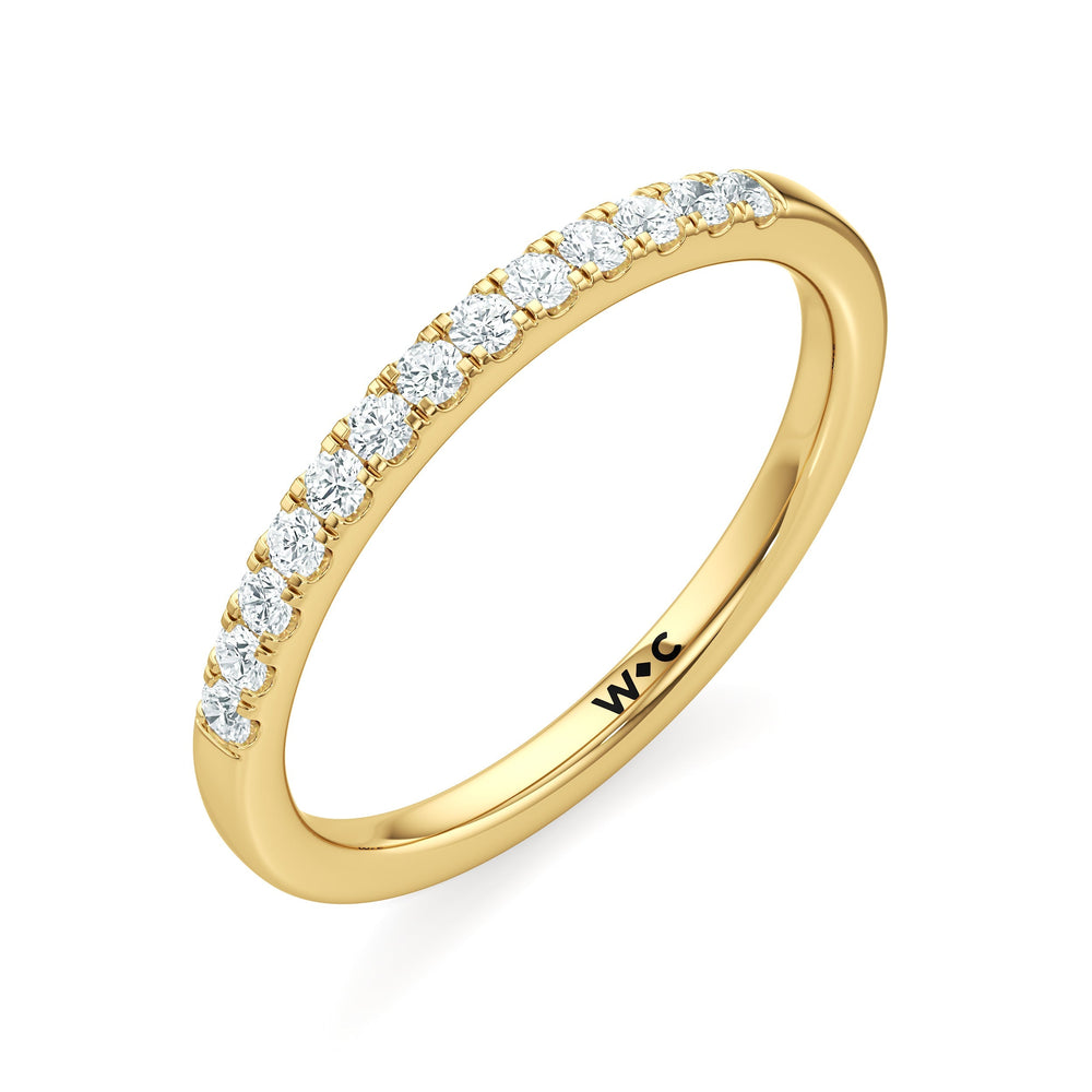 The Ella Diamond Wedding Band with 18KT Yellow Gold Cut Diamond in 14KT Yellow Gold view 3
