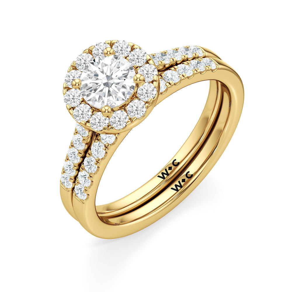 The Ella Diamond Wedding Band with 18KT Yellow Gold Cut Diamond in 14KT Yellow Gold view 4
