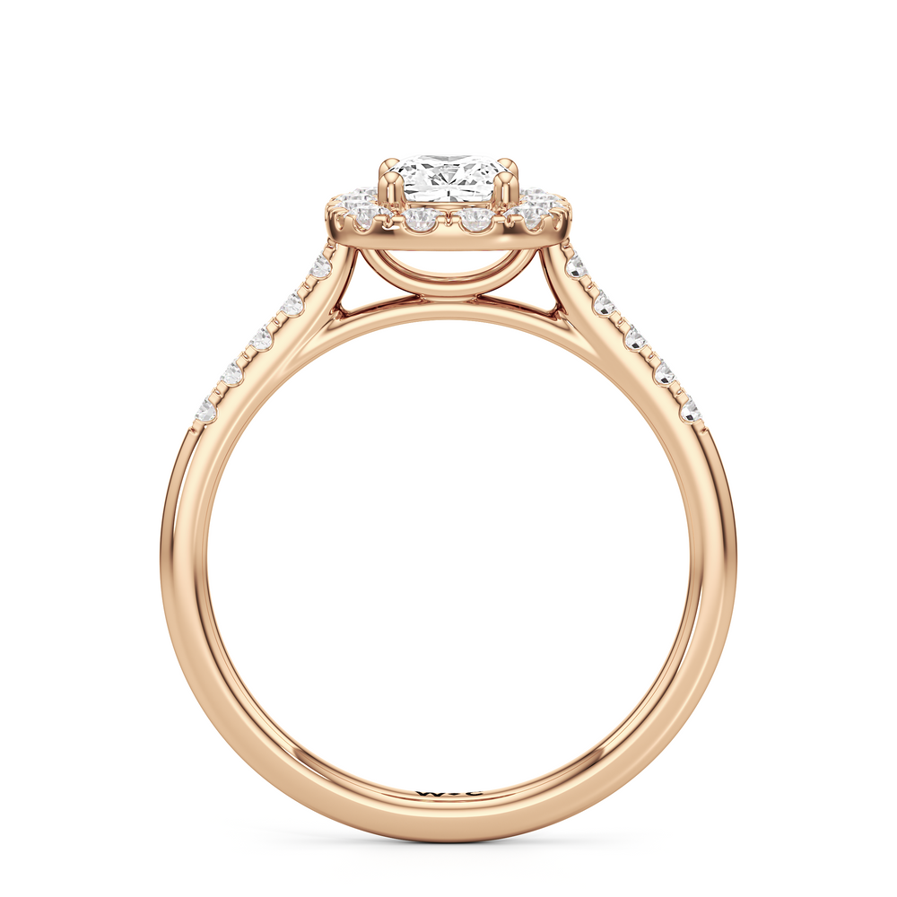 The Ella Engagement Ring with Cushion Cut Diamond in 14KT Rose Gold view 2
