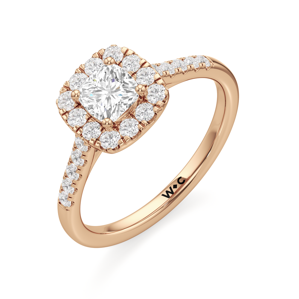 The Ella Engagement Ring with Cushion Cut Diamond in 14KT Rose Gold view 3
