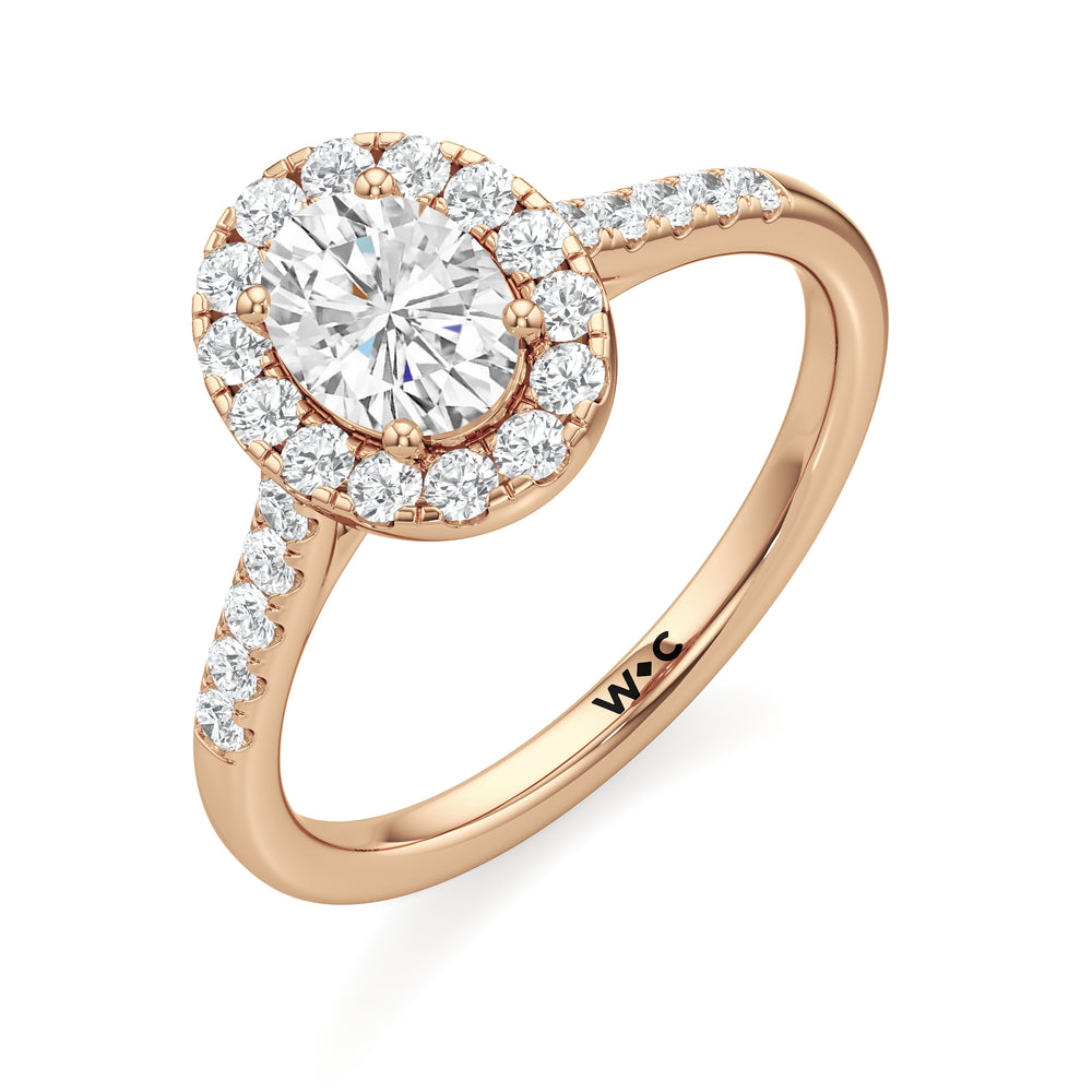 The Ella Engagement Ring with Oval Cut Diamond in 14KT Rose Gold view 3
