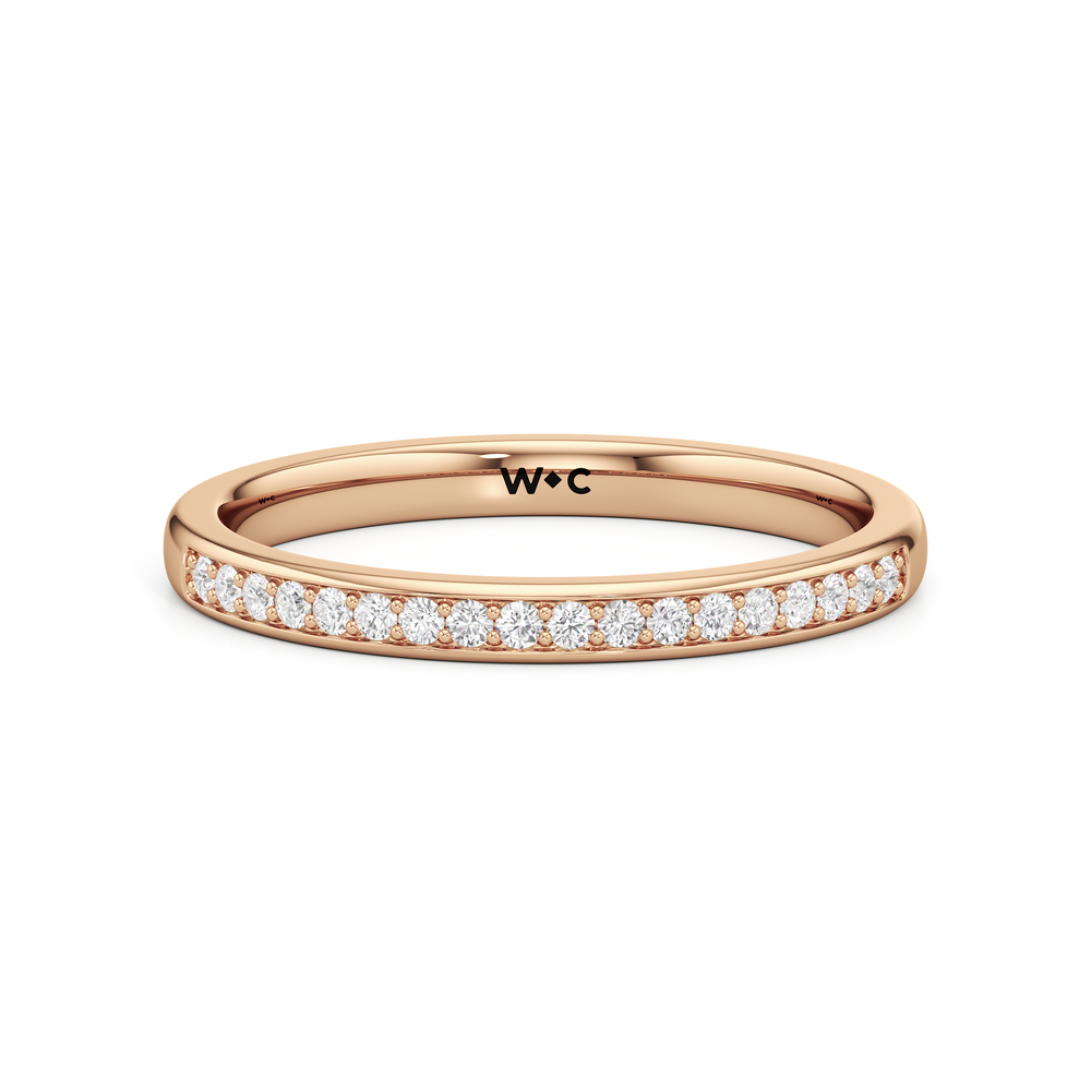 The Margot Diamond Wedding Band with 18KT Rose Gold Cut Diamond in 14KT Rose Gold view 1
