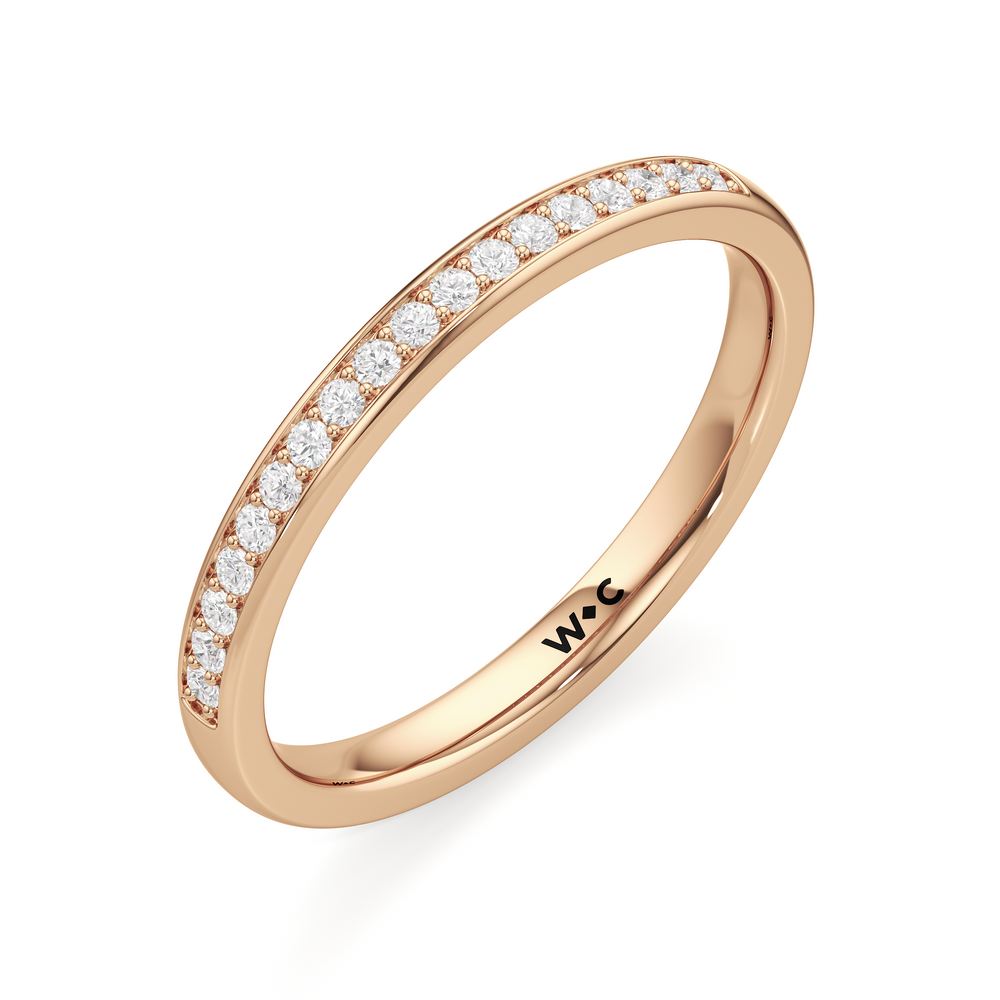 The Margot Diamond Wedding Band with 18KT Rose Gold Cut Diamond in 14KT Rose Gold view 3

