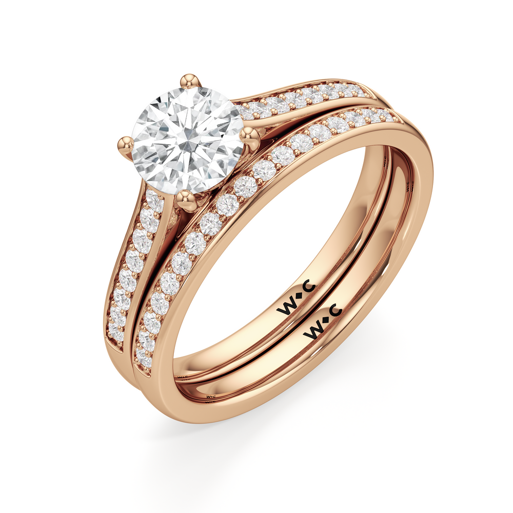 The Margot Diamond Wedding Band with 18KT Rose Gold Cut Diamond in 14KT Rose Gold view 4
