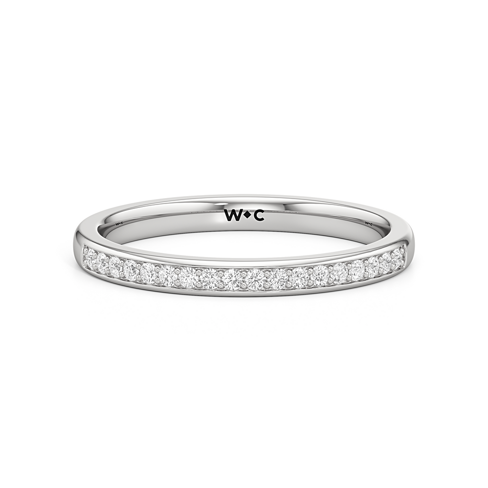The Margot Diamond Wedding Band with Platinum Cut Diamond in 14KT Platinum view 1
