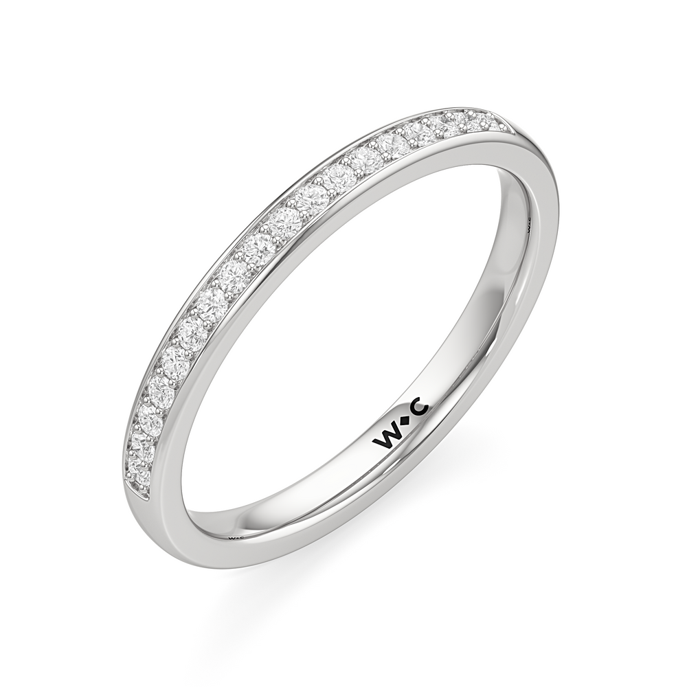 The Margot Diamond Wedding Band with Platinum Cut Diamond in 14KT Platinum view 3
