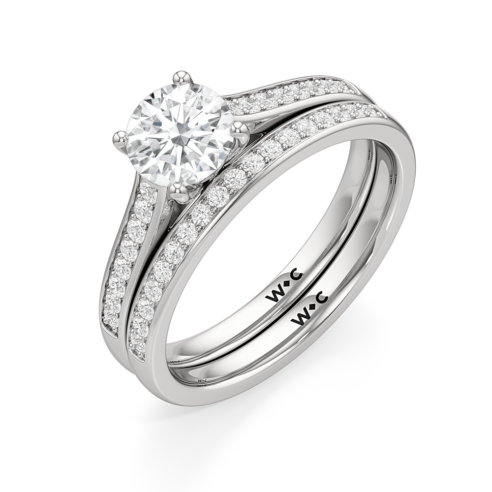 The Margot Diamond Wedding Band with Platinum Cut Diamond in 14KT Platinum view 4
