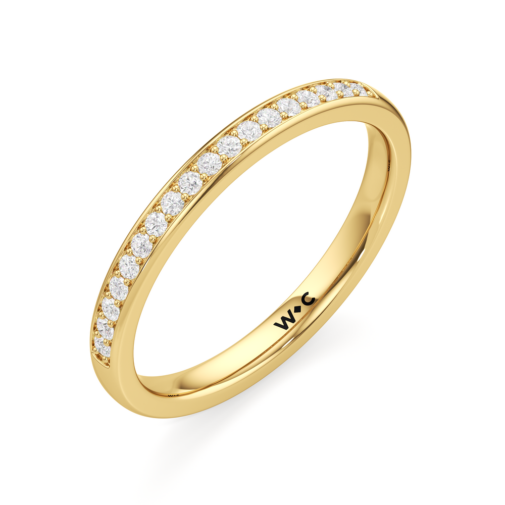 The Margot Diamond Wedding Band with 18KT Yellow Gold Cut Diamond in 14KT Yellow Gold view 3
