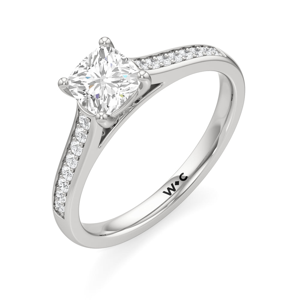 The Margot Engagement Ring with Cushion Cut Diamond in 14KT Platinum view 3
