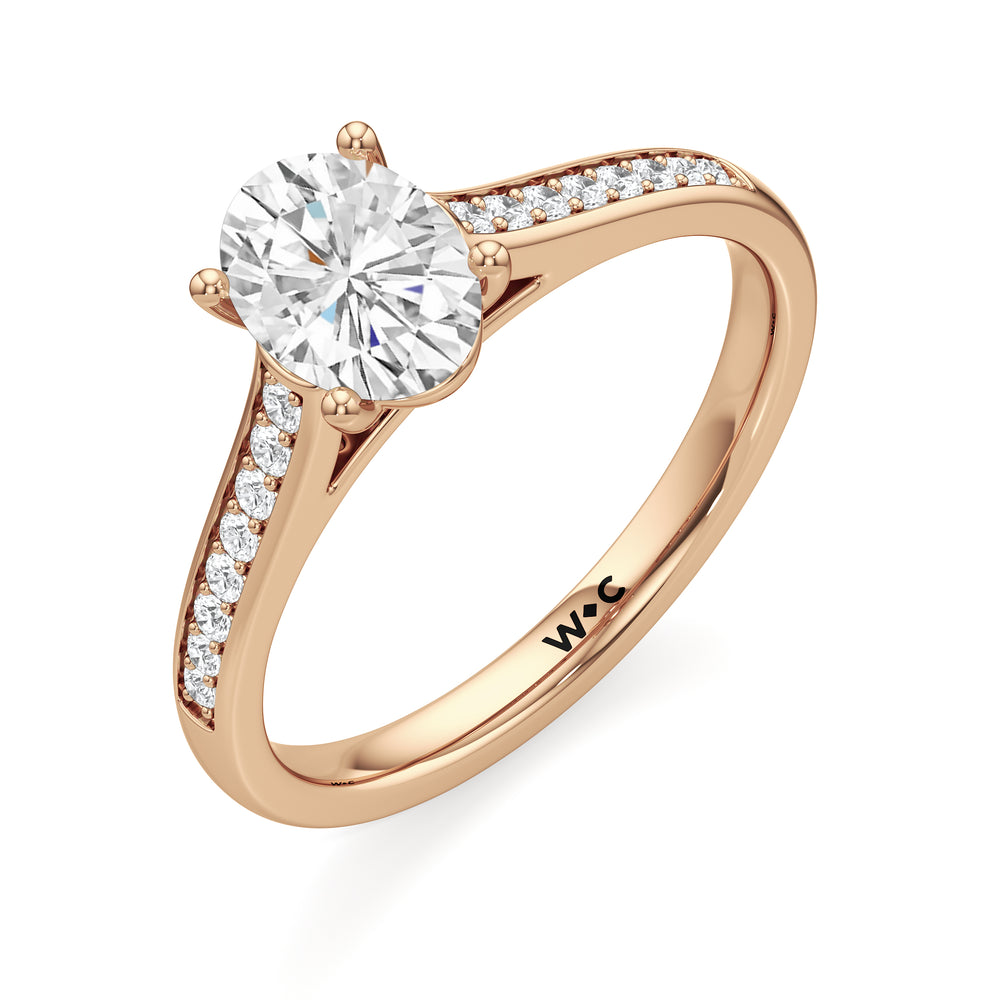 The Margot Engagement Ring with Oval Cut Diamond in 14KT Rose Gold view 3
