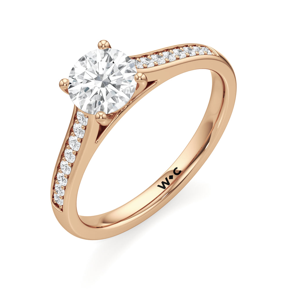 The Margot Engagement Ring with Round Cut Diamond in 14KT Rose Gold view 3
