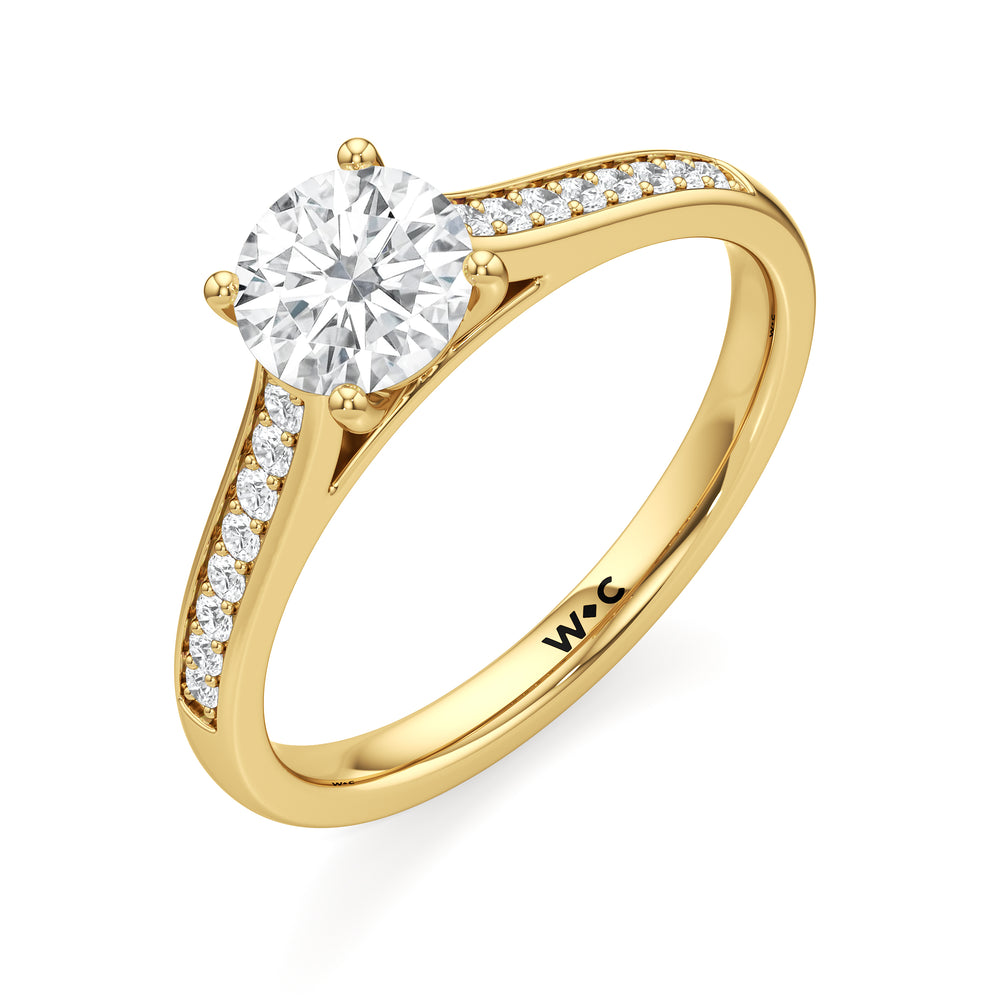 The Margot Engagement Ring with Round Cut Diamond in 14KT Yellow Gold view 3
