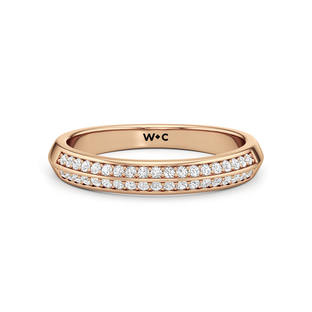 The Nadia Diamond Wedding Band with 18KT Rose Gold Cut Diamond in 14KT Rose Gold view 1
