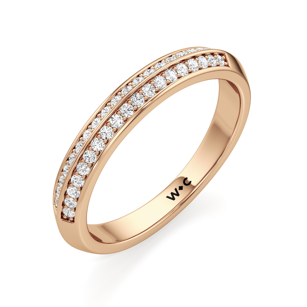 The Nadia Diamond Wedding Band with 18KT Rose Gold Cut Diamond in 14KT Rose Gold view 3
