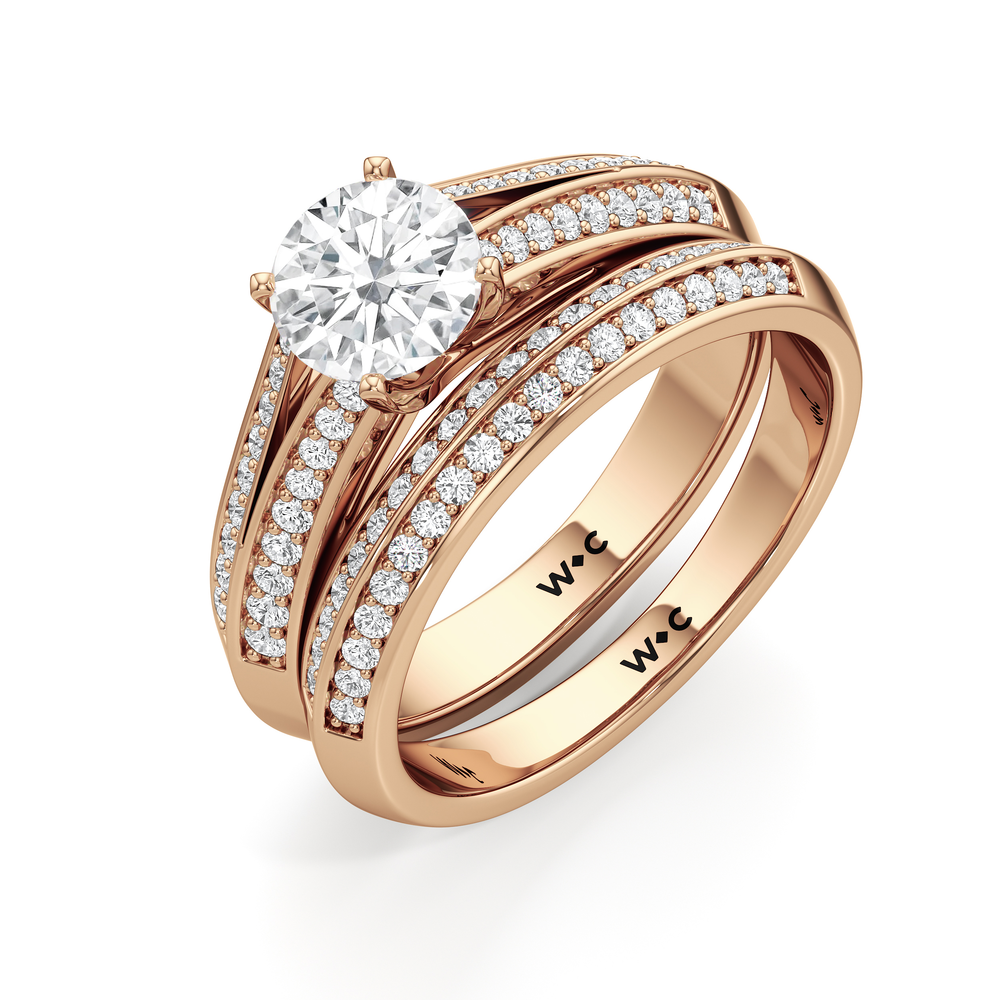 The Nadia Diamond Wedding Band with 18KT Rose Gold Cut Diamond in 14KT Rose Gold view 4
